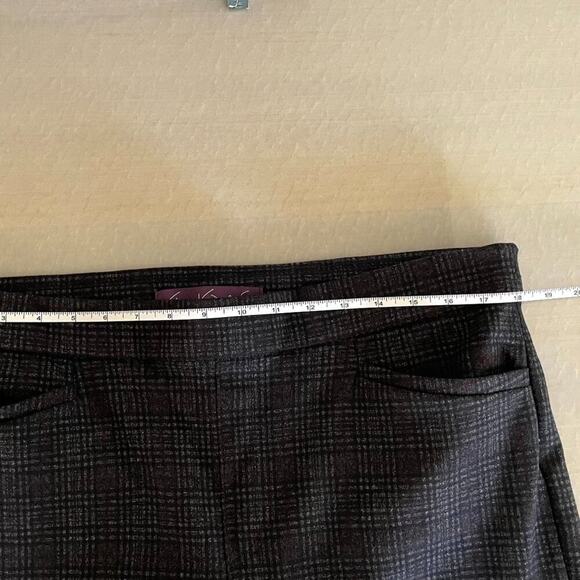 Gloria Vanderbilt Stretch Black Plaid Pull On Straight Leg Mid-High Rise Pants - Picture 9 of 15